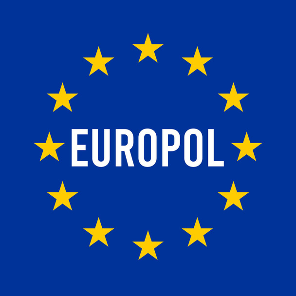 Europol sign illustration with the European flag - Photo, Image