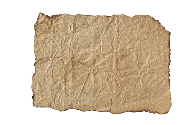 Old weathered paper sheet on white background - Fotoğraf, Görsel