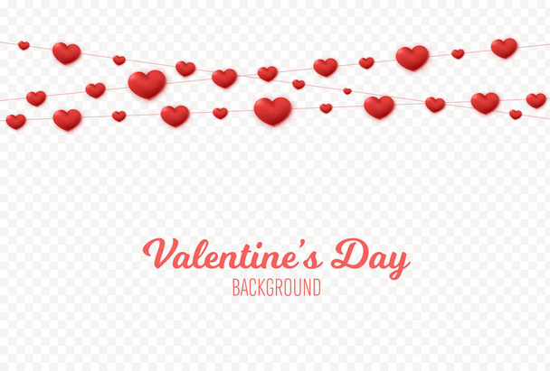 Hearts garland decoration. Valentines Day background - Vector, Image