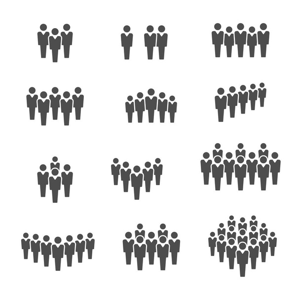 Menschen gleiche Gruppen Zeilensymbole, einfach Vektorillustration   - Vektor, Bild