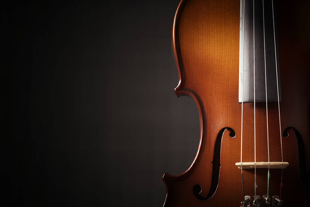 黒を基調とした美しいアンティークバイオリン - 写真・画像