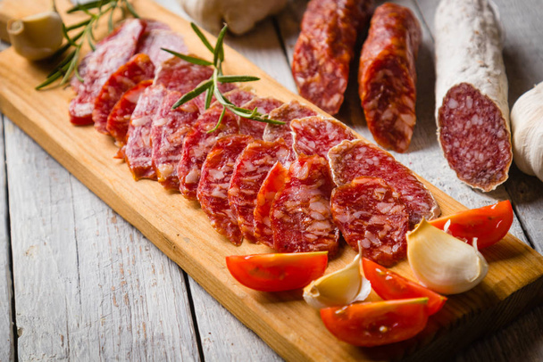 Cured pork and beef sausages - Photo, Image