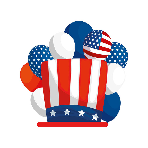 Isolated usa hat and balloons vector design - Vector, Image