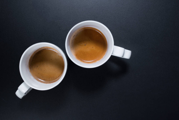 Fresh cup espresso coffee milk Food background - Фото, зображення