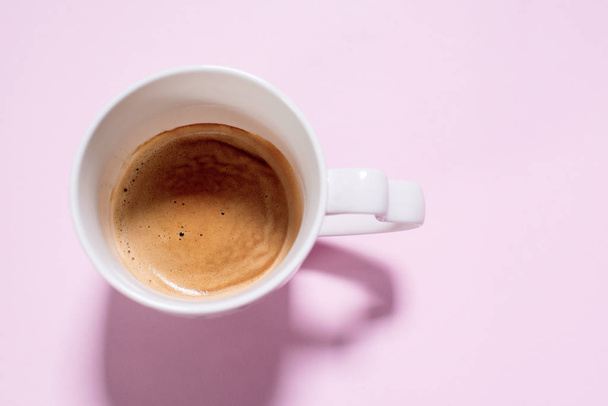 Fresh cup espresso coffee with milk. Food background - Фото, зображення