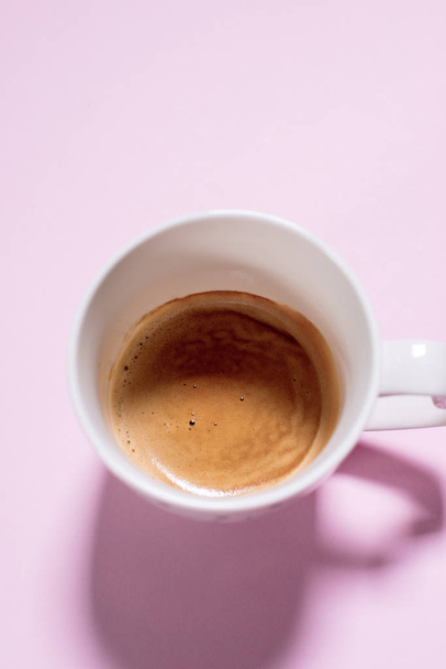 Fresh cup espresso coffee with milk. Food background - Фото, зображення