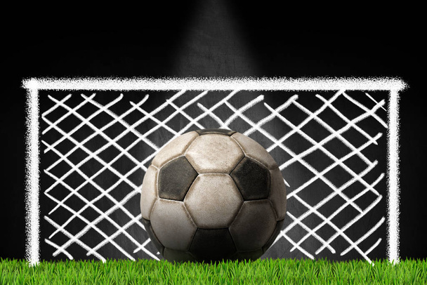 Régi focilabda előtt egy focilabda - kréta rajz - Fotó, kép