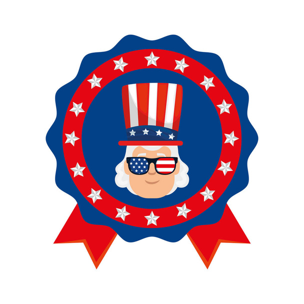 Isolated usa president man with glasses and hat vector design - Vector, Image