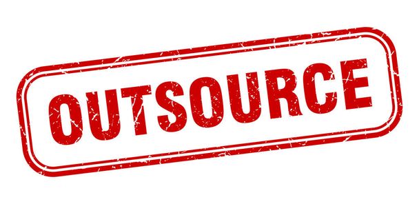 outsource stamp. outsource square grunge red sign - Vector, Image