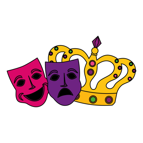 Isolated mardi gras masks and crown vector design - Vector, Image