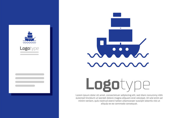 Ікона синього корабля ізольована на білому тлі. Logo design template element Векторний приклад - Вектор, зображення