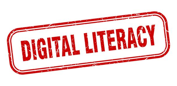 digital literacy stamp. digital literacy square grunge red sign - Vector, Image