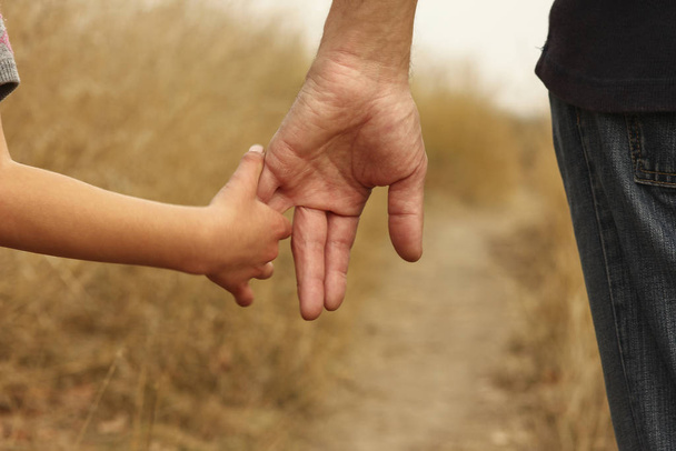 parent holds the hand of a small child - Photo, Image