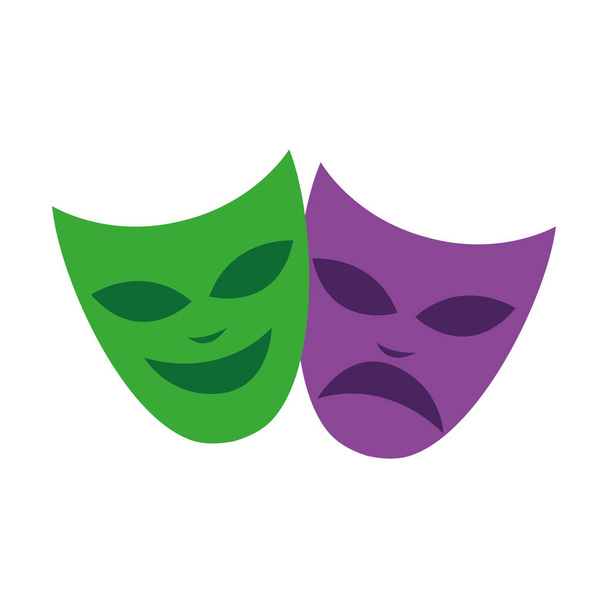 Mardi Gras tiyatrosu kutlama maskeleriyle karşı karşıya - Vektör, Görsel
