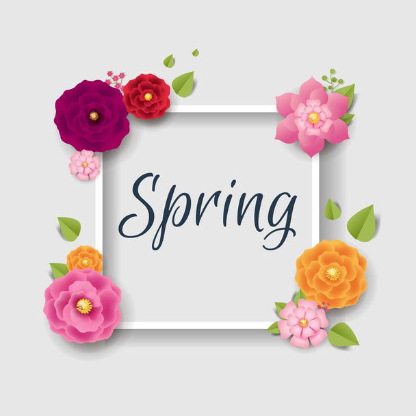 Spring Border With Color Flowers Transparent Background  With Gradient Mesh, Vector Illustration - Wektor, obraz