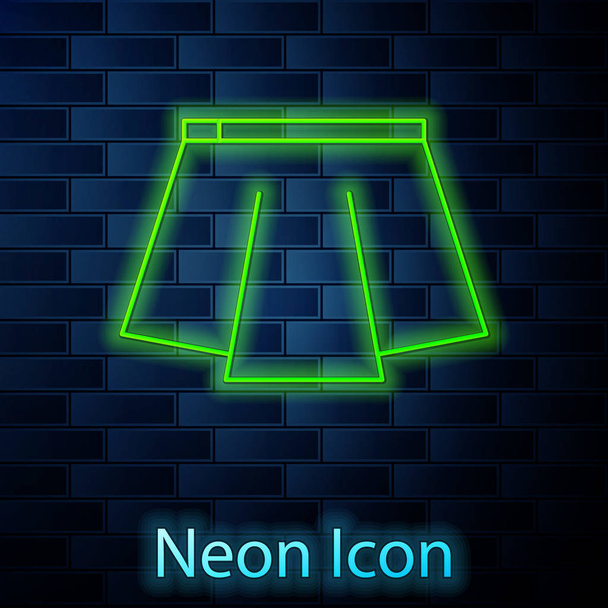 Ragyogó neon vonal Szoknya ikon elszigetelt téglafal háttér. Vektorillusztráció - Vektor, kép