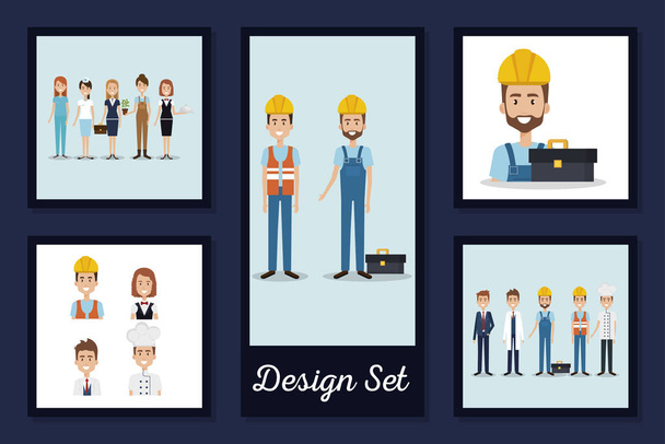 Set of women and men workers vector design - Vector, Image