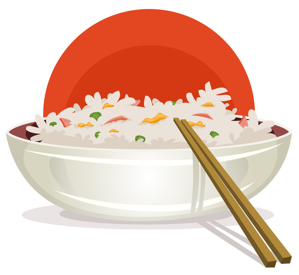 Fried Rice With Asian Chopsticks - Vector, Image