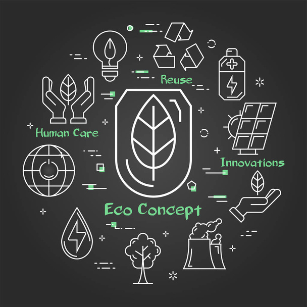 Groene blad op het etiket, als concept van eco-product. - Vector, afbeelding