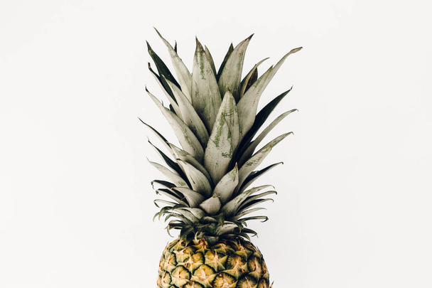 Pineapple fresh fruit on white background - Fotoğraf, Görsel