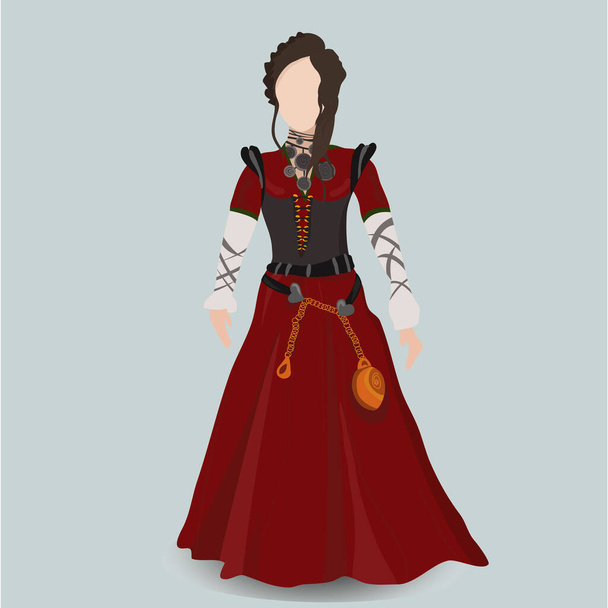Signora in abito medievale. Vestiti di mezza età
 - Vettoriali, immagini