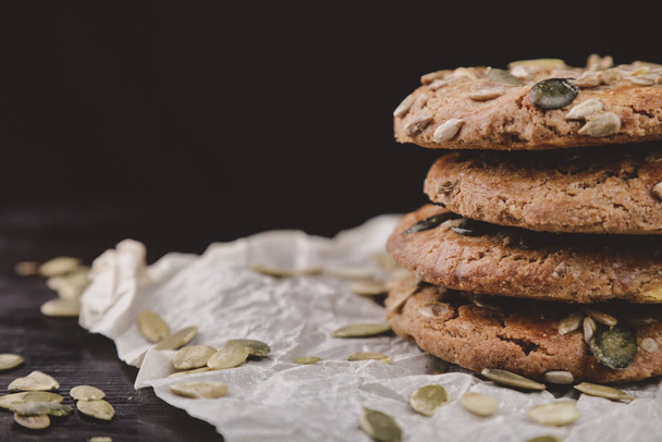 delicious cookies with seeds on the table - Photo, Image