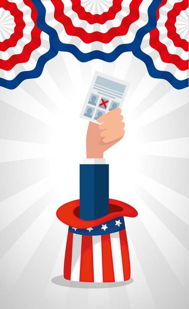 Votar papel y sombrero de EE.UU. feliz día presidentes vector de diseño
 - Vector, Imagen