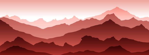 bergen eps 10 illustratie achtergrond Zicht op rood - vector - Vector, afbeelding