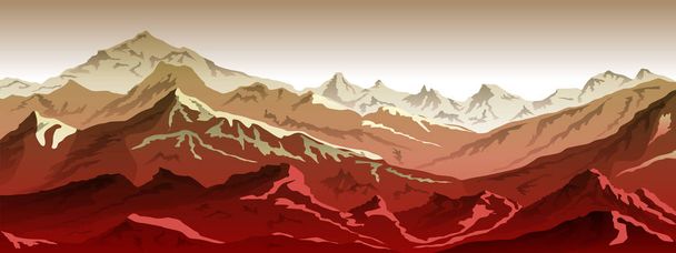 montañas eps 10 fondo ilustración Vista de rojo - vector
 - Vector, imagen
