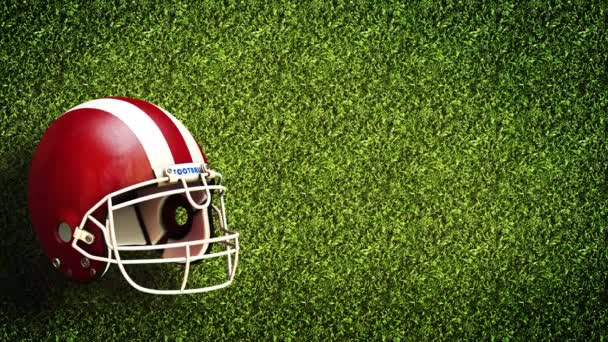 Αμερικανικό κράνος ποδοσφαίρου Super Bowl Game On Field Stadium πράσινο γρασίδι φόντο - Πλάνα, βίντεο