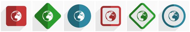 Набір значків Землі, плоский дизайн Векторні ілюстрації в 6 варіантах веб-дизайну та мобільних додатків в eps 10
 - Вектор, зображення