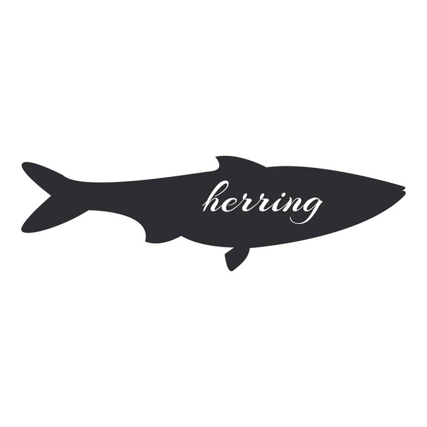Avrupa 'nın Atlantik ringa balığı siyah silueti - Vektör, Görsel