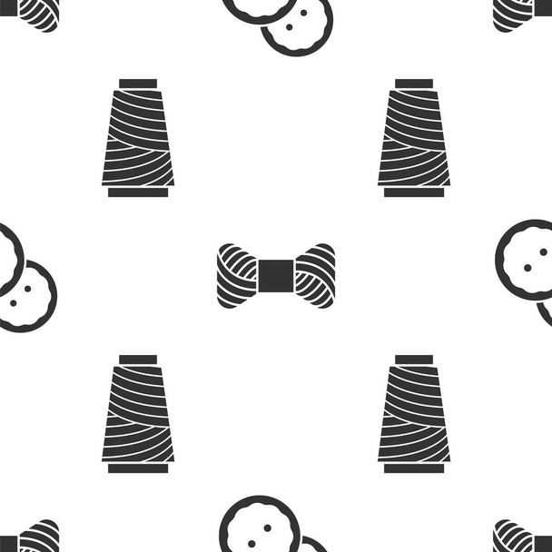 Set Botón de costura para ropa, hilo de coser en carrete e hilo de coser en carrete en patrón sin costura. Vector
 - Vector, Imagen