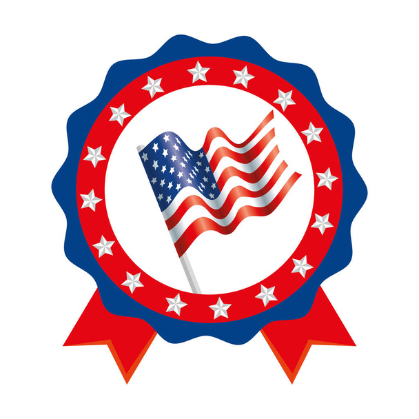 Isolé drapeau des Etats-Unis à l'intérieur sceau conception vectorielle timbre
 - Vecteur, image