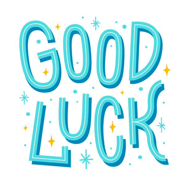 Good luck Inspirational phrase. Motivation card with cartoon word and stars. Farewell poster. - Vector, Image