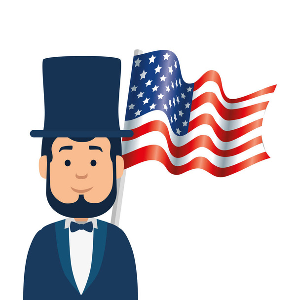 Isolated usa president man and flag vector design - Vector, Image