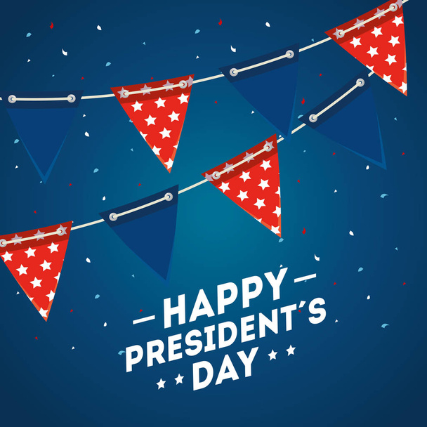 Pingente de bandeira dos EUA feliz presidentes design vetor dia
 - Vetor, Imagem
