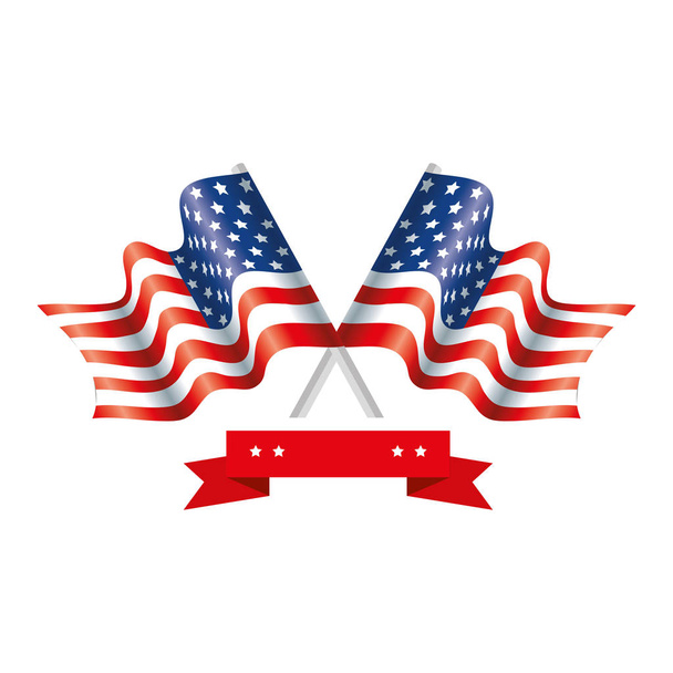 Bandeira dos EUA e design de vetor de fita
 - Vetor, Imagem