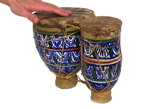 a hand of a man with a ceramic bowl - Foto, Imagen