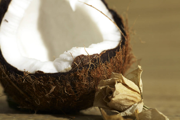coconut and coconuts on a wooden background - Photo, image
