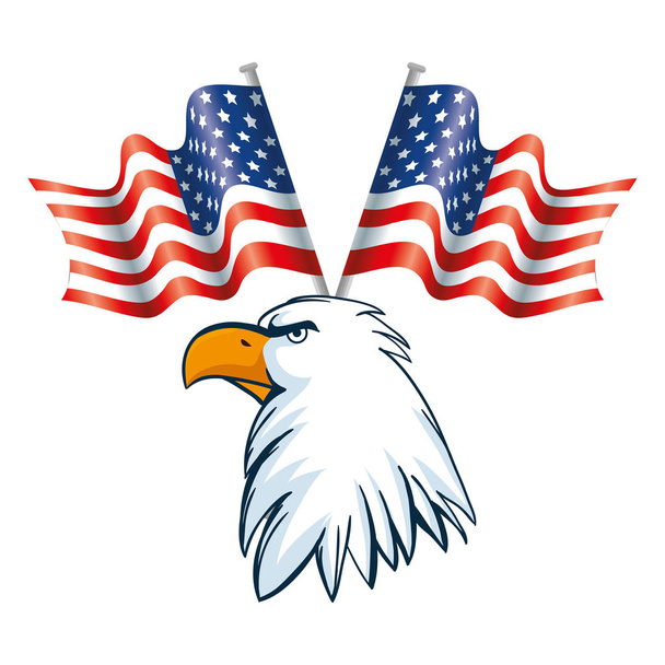 Μεμονωμένες ΗΠΑ αετός και σημαίες διάνυσμα σχεδιασμό - Διάνυσμα, εικόνα