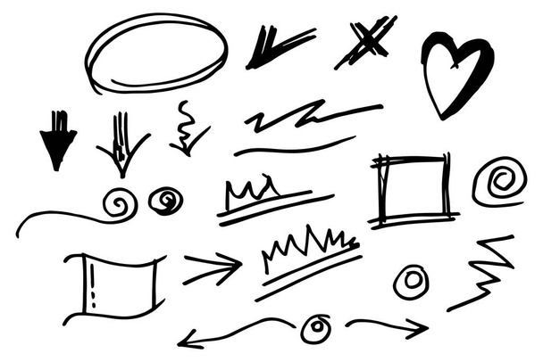 conjunto dibujado a mano de elemento de diseño doodle. uso para el diseño de conceptos. ilustración vectorial
 - Vector, Imagen