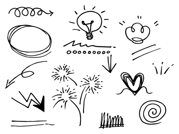 handdrawn set of doodle design element. использование для разработки концепций. векторная иллюстрация
 - Вектор,изображение
