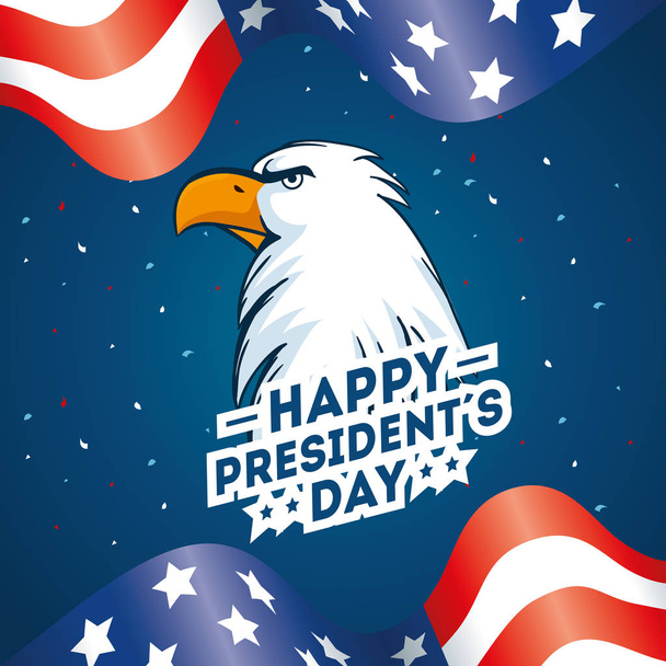 Eagle and flag of usa happy presidents day vector design - Vector, Image