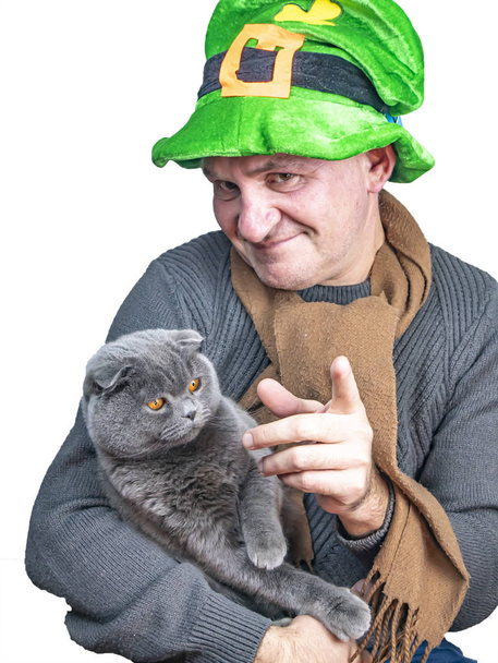 Saint Patrick with a fold cat. - Photo, Image