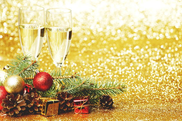 Champagne and new year decoration - Foto, imagen