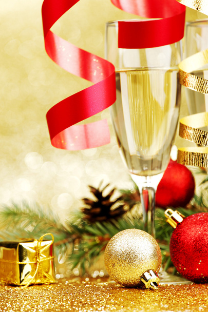 Champagne and new year decoration - Foto, Imagem
