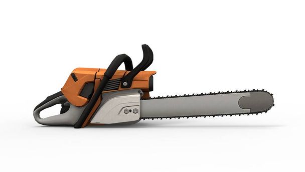 3d rendering of an orange chainsaw isolated in a white studio background - Photo, Image