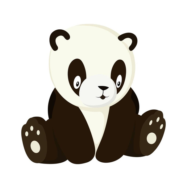 Stylized panda full body drawing. Simple panda bear icon or logo design - Vektor, obrázek