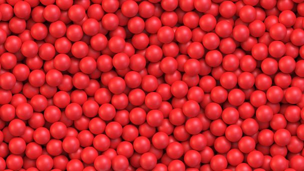 Red balls background. Pile of red toy balls. Realistic vector background - Vector, Image
